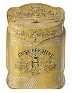 Willow & Silk Vintage Busy Bee Hive Post Box - Distressed Yellow
