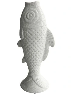 Willow & Silk Ceramic 24cm Contemporary White Fish Vase/ Ornament/ Planter