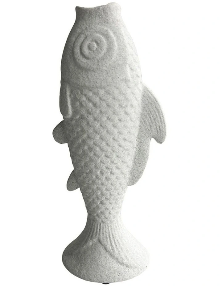 Willow & Silk Ceramic 24cm Contemporary White Fish Vase/ Ornament/ Planter image 1