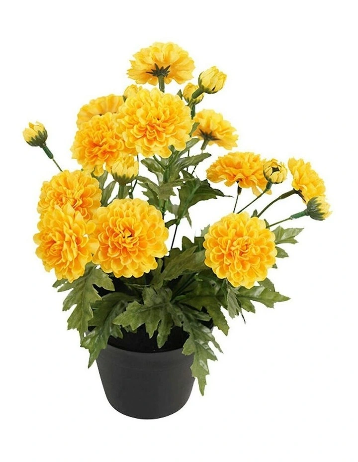 Willow & Silk Potted Artificial Yellow Mum 20z20x27cm image 2