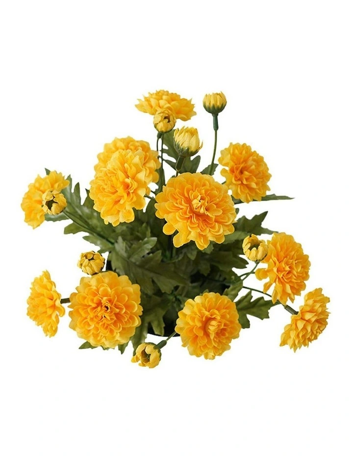 Willow & Silk Potted Artificial Yellow Mum 20z20x27cm image 3