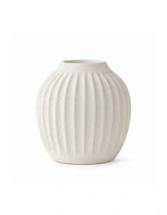 Vela Fluted White Ceramic Decorative Vase | 22cm