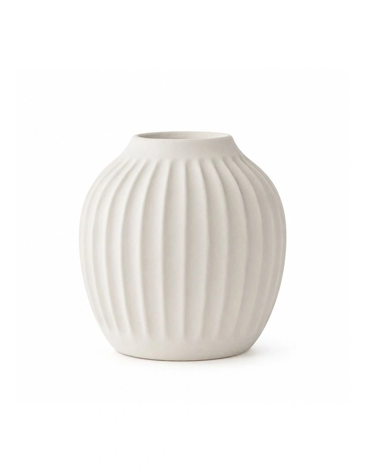Vela Fluted White Ceramic Decorative Vase | 22cm image 1