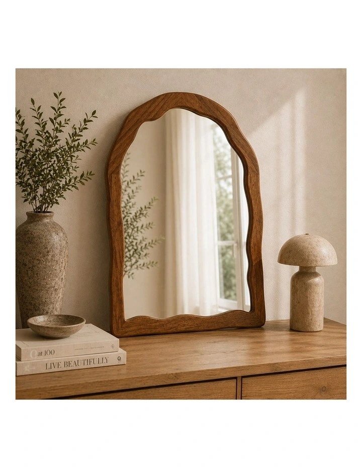 Soren Arched Wood Wall Mirror | 87cm image 2