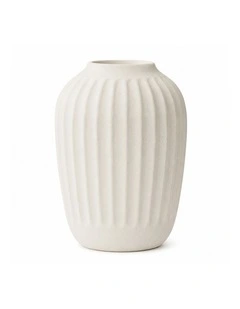 Vela Fluted White Ceramic Decorative Vase | 27cm