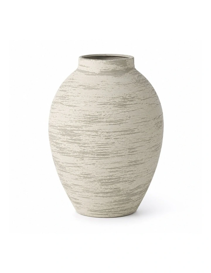 Luma Brushed White Iron Vase | 24cm image 1