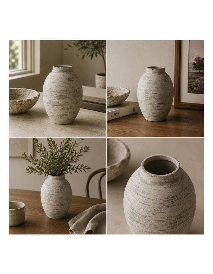 Luma Brushed White Iron Vase | 24cm image 2