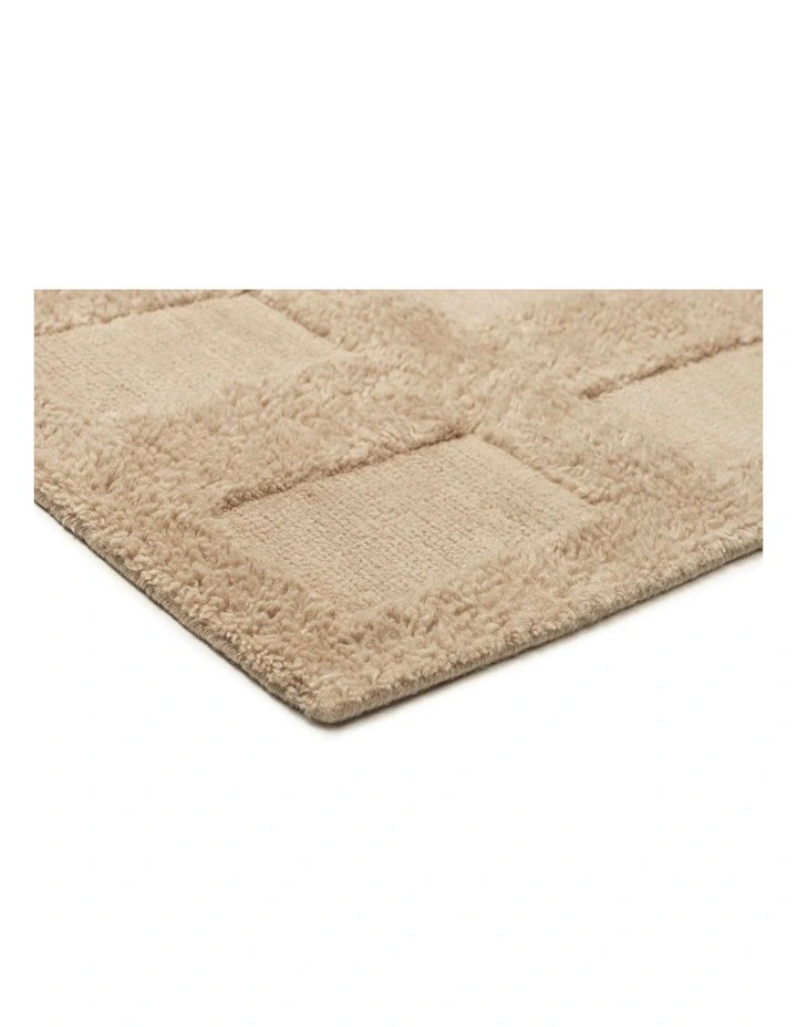 MISS AMARA  SAUREN BEIGE GEOMETRIC WOOL SHAG RUG image 2
