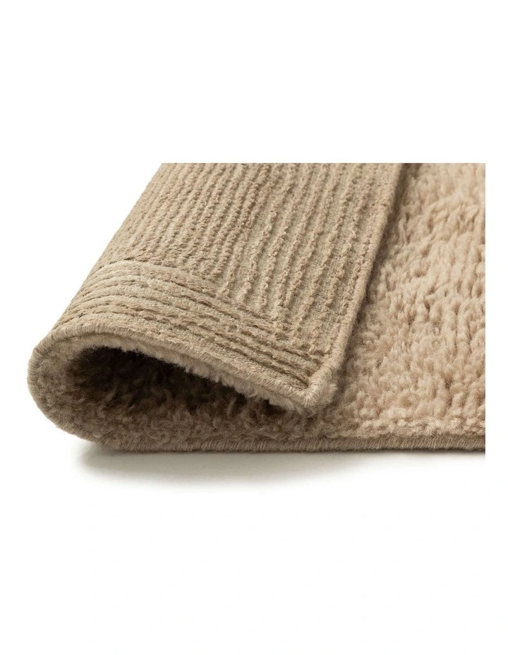 MISS AMARA  SAUREN BEIGE GEOMETRIC WOOL SHAG RUG image 3
