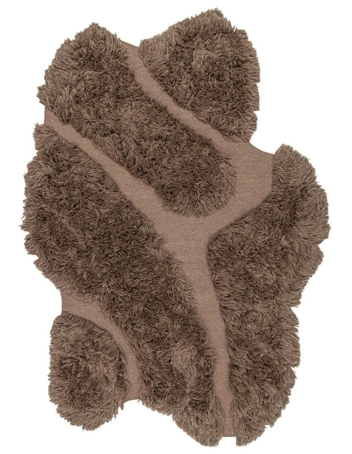 MISS AMARA  BETHANY CHOCOLATE SCULPTURAL WOOL SHAG RUG image 1