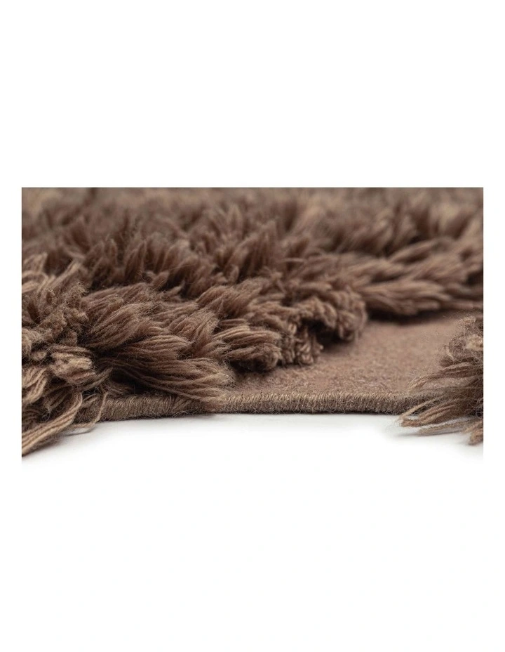 MISS AMARA  BETHANY CHOCOLATE SCULPTURAL WOOL SHAG RUG image 3