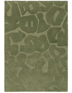 MISS AMARA BETANIA OLIVE GREEN CARVED WOOL RUG