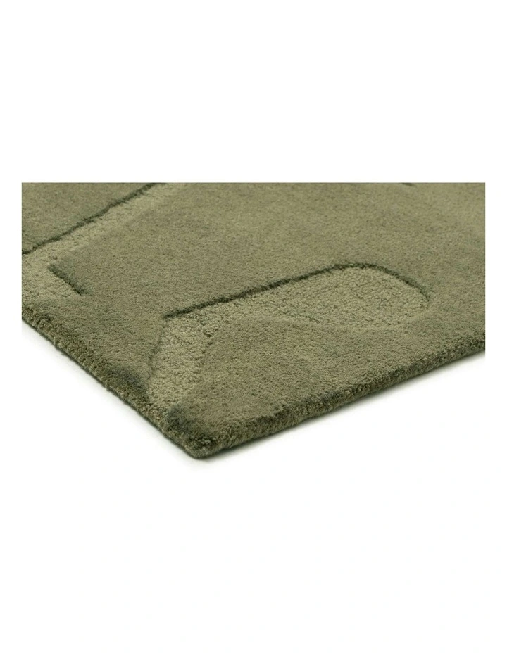 MISS AMARA  BETANIA OLIVE GREEN CARVED WOOL RUG image 2