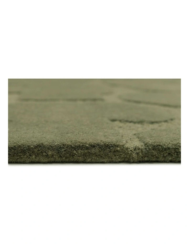 MISS AMARA  BETANIA OLIVE GREEN CARVED WOOL RUG image 4