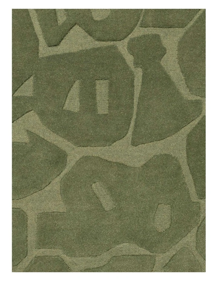 MISS AMARA  BETANIA OLIVE GREEN CARVED WOOL RUG image 5