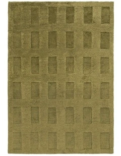 MISS AMARA KAHLEN DARK GREEN GEOMETRIC WOOL SHAG RUG