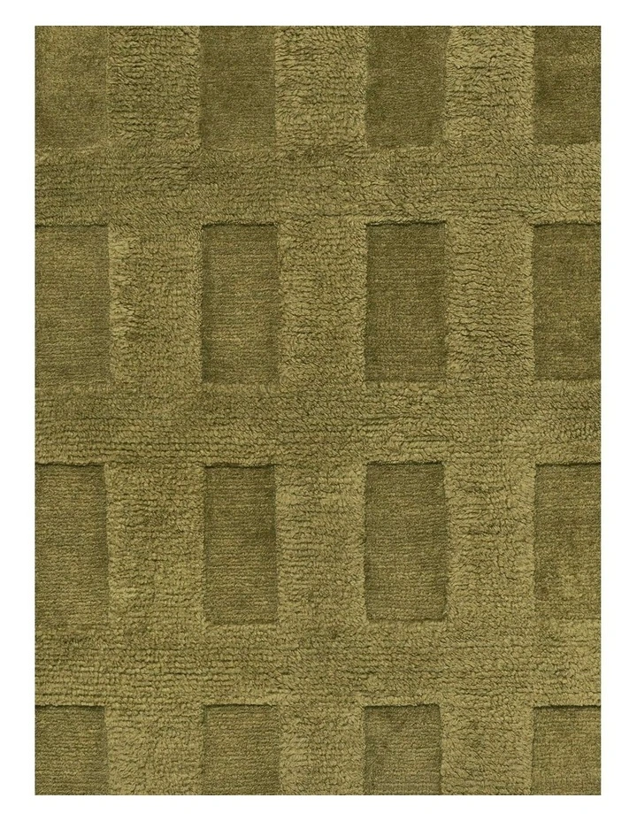 MISS AMARA KAHLEN DARK GREEN GEOMETRIC WOOL SHAG RUG image 5