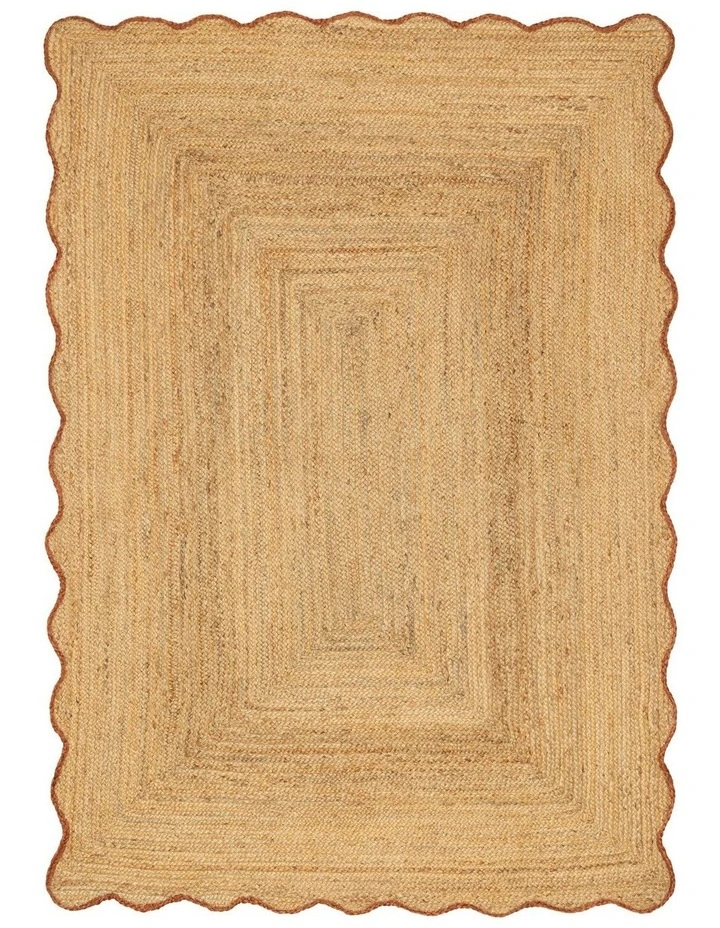 MISS AMARA KUMARI NATURAL BROWN SCALLOPED JUTE RUG image 1