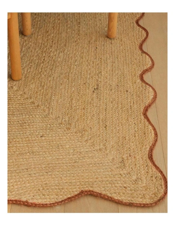MISS AMARA KUMARI NATURAL BROWN SCALLOPED JUTE RUG image 7