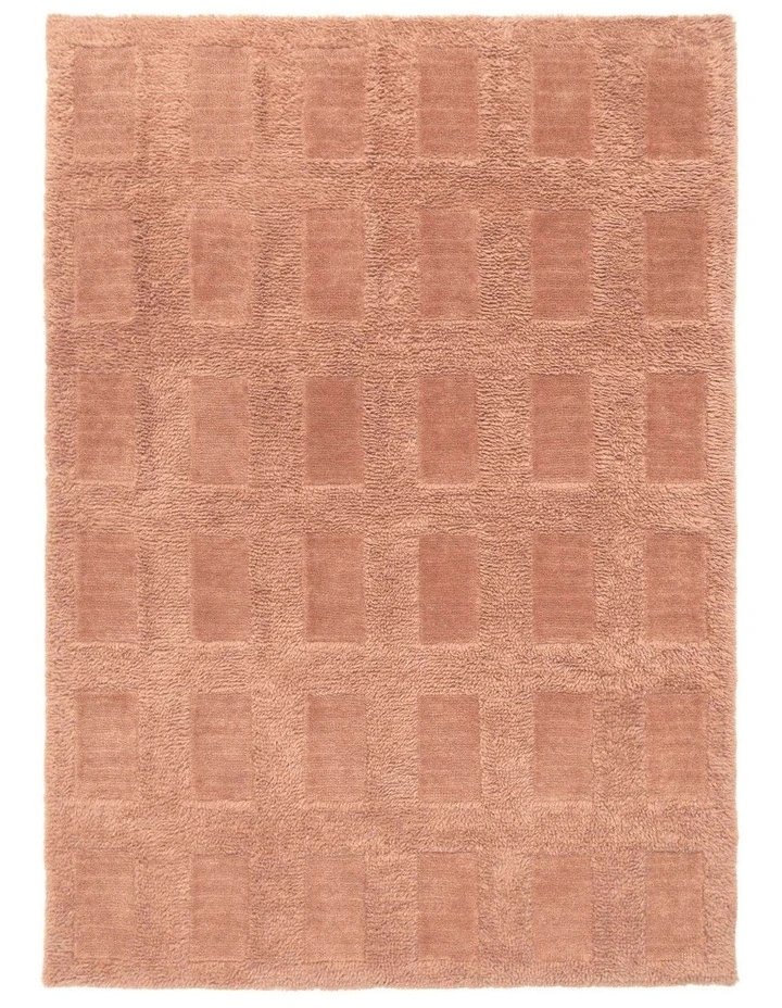 MISS AMARA ESTELLA PINK GEOMETRIC WOOL SHAG RUG image 1