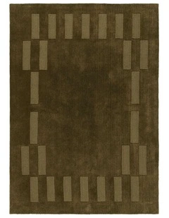 MISS AMARA LEIGHTON OLIVE HANDLOOM GEOMETRIC WOOL RUG
