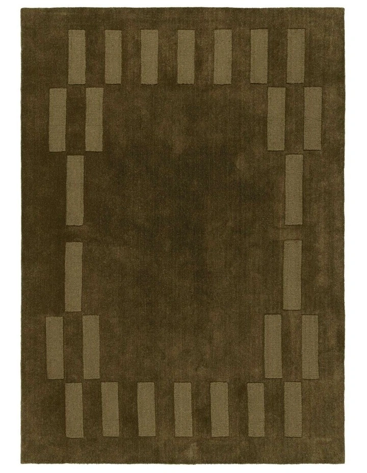 MISS AMARA LEIGHTON OLIVE HANDLOOM GEOMETRIC WOOL RUG image 1
