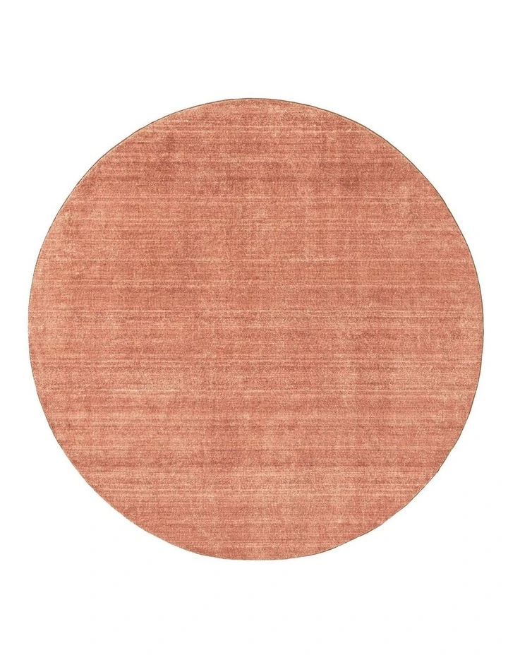 MISS AMARA YVES TERRACOTTA SUNSET MINIMAL WASHABLE ROUND RUG image 1