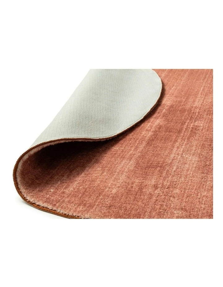 MISS AMARA YVES TERRACOTTA SUNSET MINIMAL WASHABLE ROUND RUG image 2