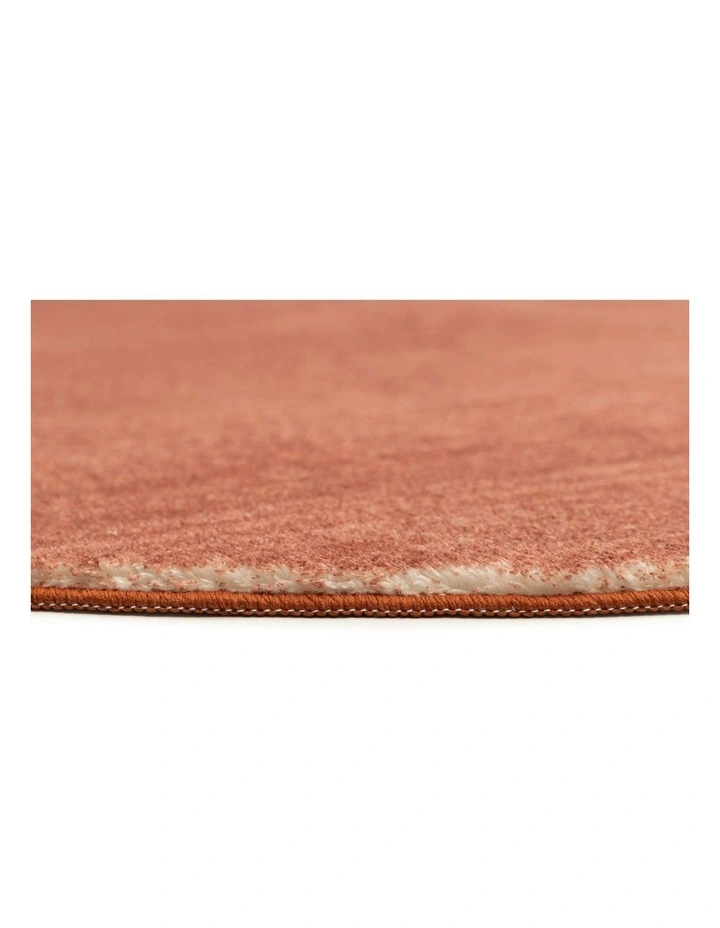 MISS AMARA YVES TERRACOTTA SUNSET MINIMAL WASHABLE ROUND RUG image 3