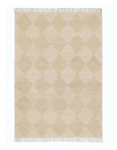 MISS AMARA JONETTE SAND RAISED DIAMOND JUTE WOOL RUG