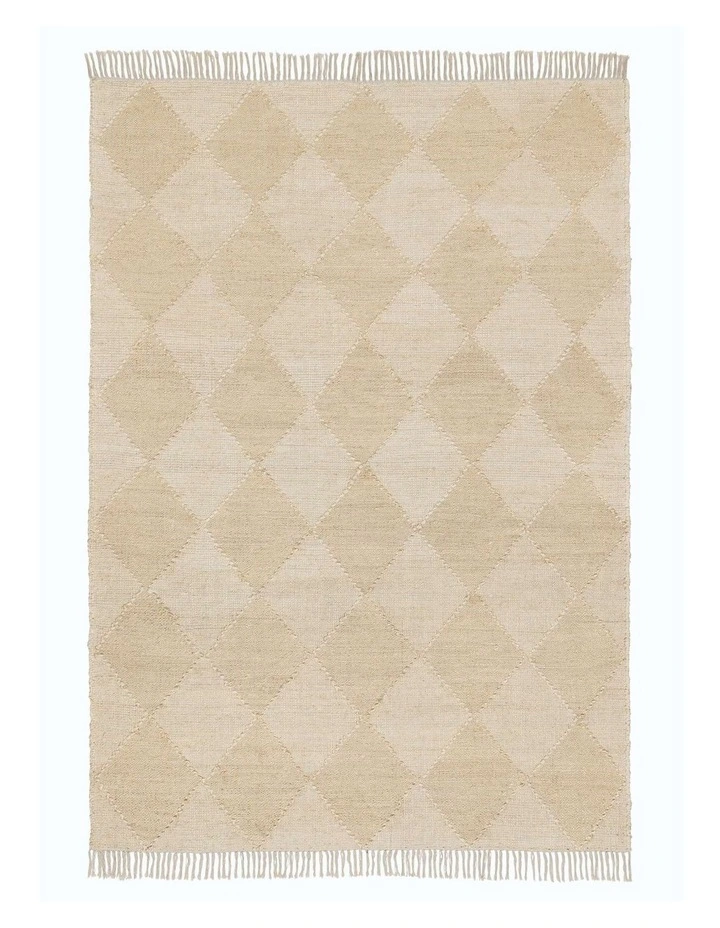 MISS AMARA JONETTE SAND RAISED DIAMOND JUTE WOOL RUG image 1