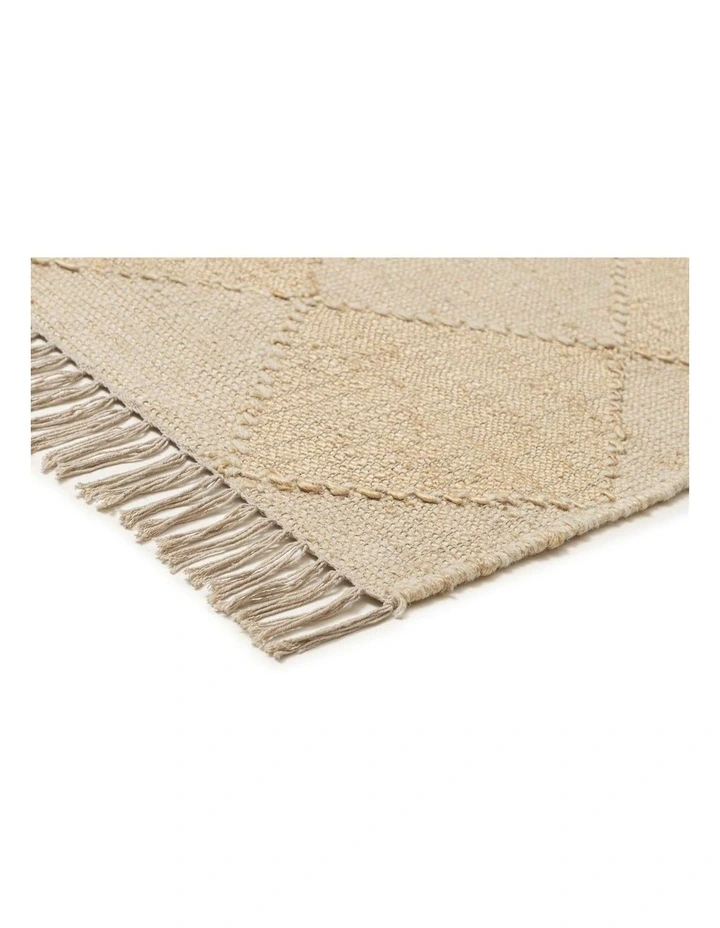 MISS AMARA JONETTE SAND RAISED DIAMOND JUTE WOOL RUG image 2