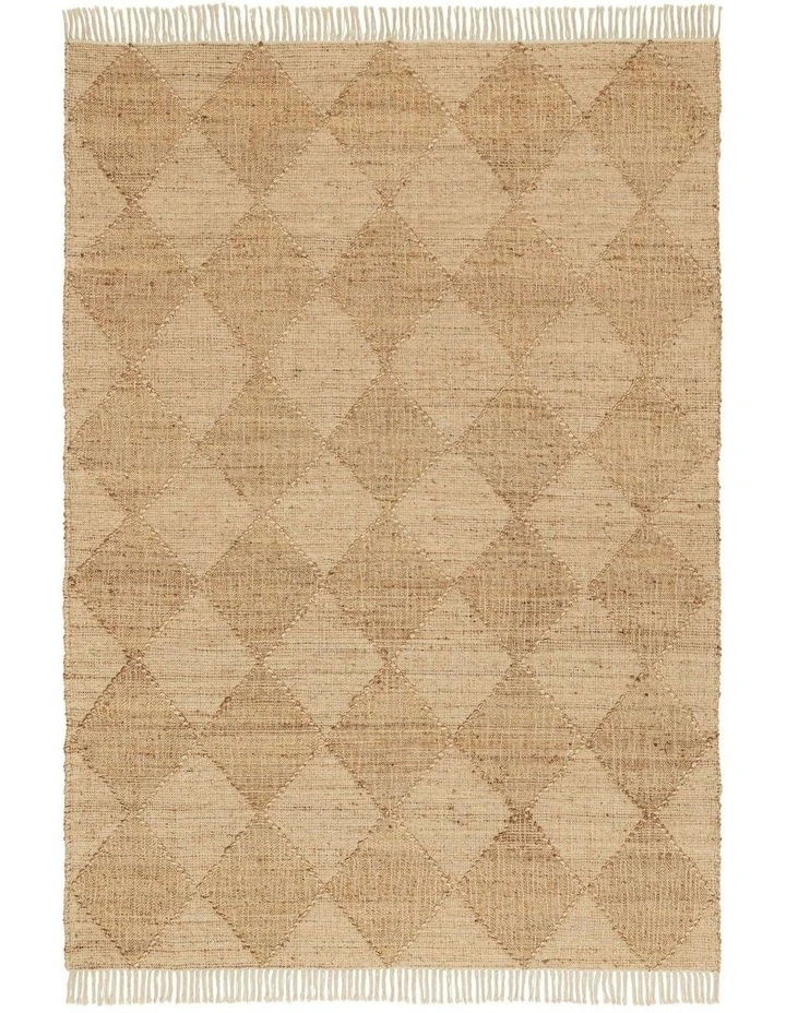 MISS AMARA THYLANNE NATURAL RAISED DIAMOND JUTE WOOL RUG image 1