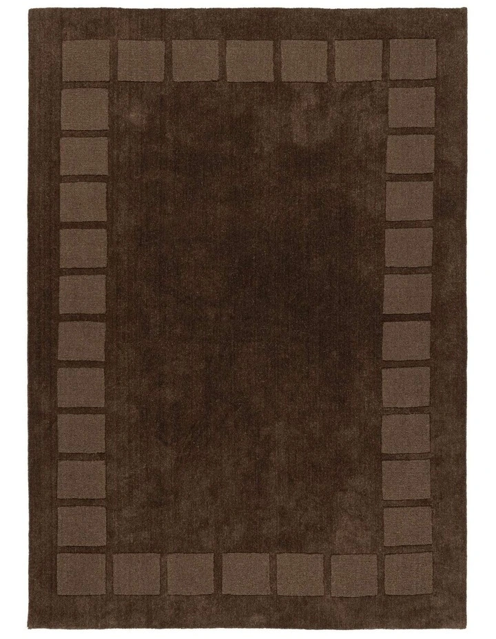 MISS AMARA ALARCA CHOCOLATE HANDLOOM GEOMETRIC WOOL RUG image 1
