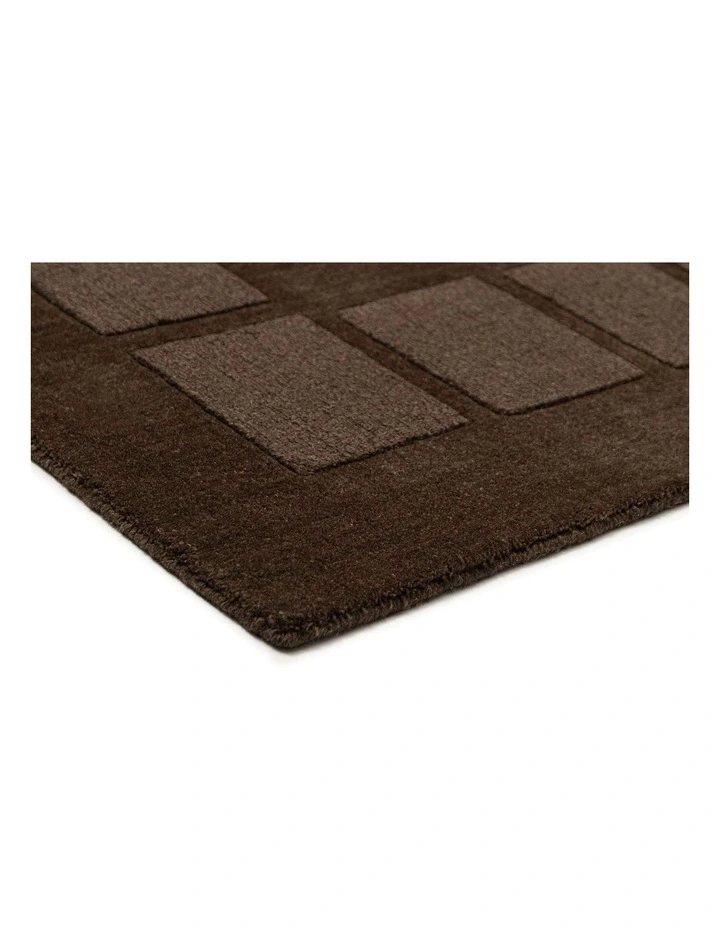MISS AMARA ALARCA CHOCOLATE HANDLOOM GEOMETRIC WOOL RUG image 2