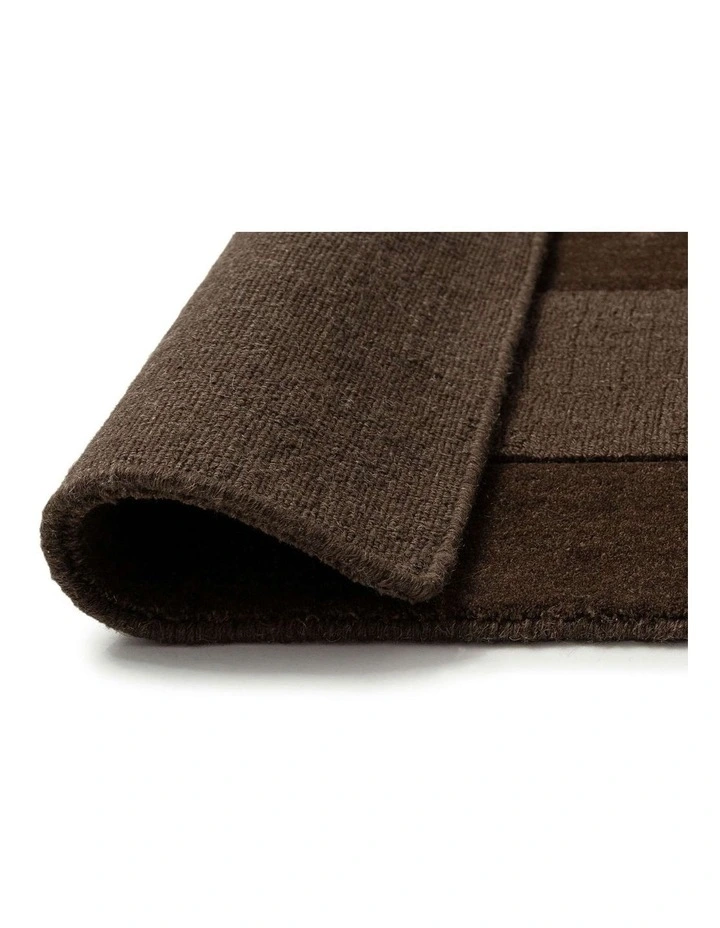 MISS AMARA ALARCA CHOCOLATE HANDLOOM GEOMETRIC WOOL RUG image 3