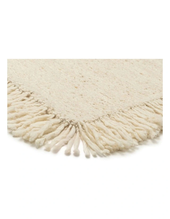 MISS AMARA SANCHA CREAM HANDMADE WOOL FRINGE RUG image 2