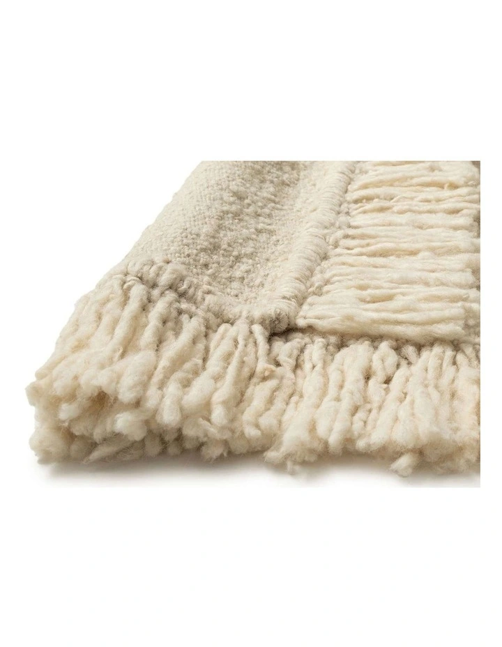 MISS AMARA SANCHA CREAM HANDMADE WOOL FRINGE RUG image 3