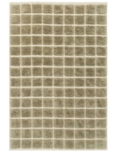 MISS AMARA SONDRA GREEN HANDLOOM GRID WOOL RUG