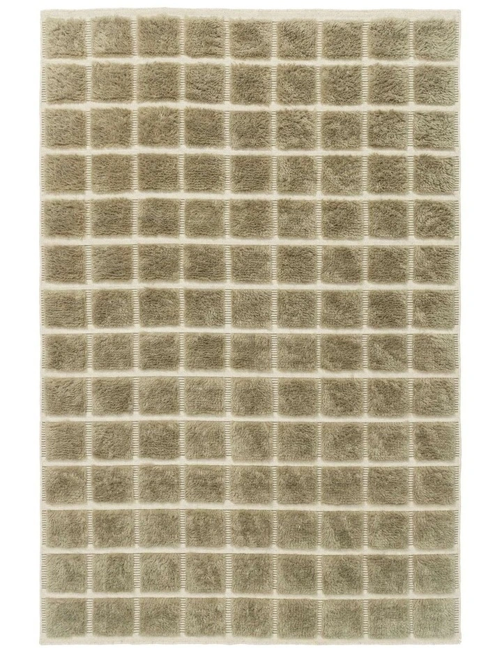 MISS AMARA SONDRA GREEN HANDLOOM GRID WOOL RUG image 1