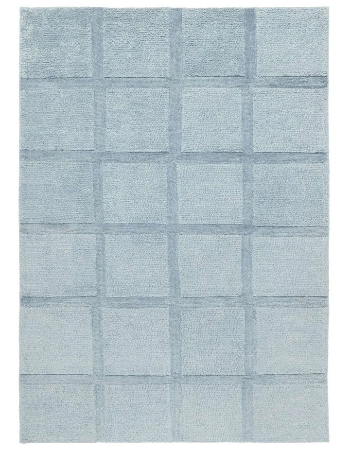 MISS AMARA ARAMINTA BLUE GEOMETRIC WOOL SHAG RUG image 1