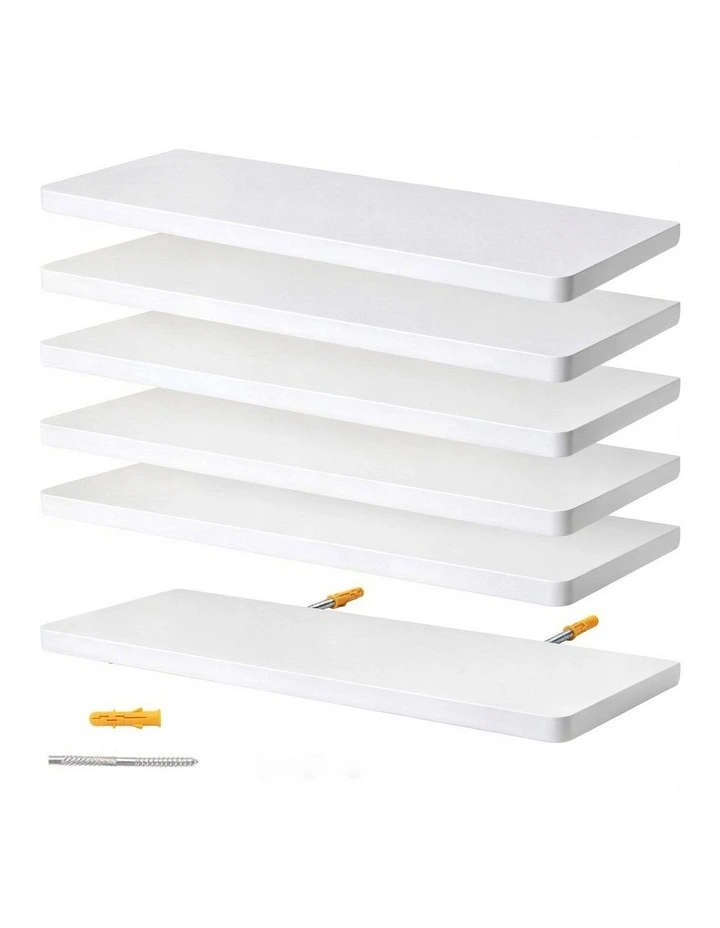 Levede Floating Shelves 6Pcs DIY Wall Mounted Storage Display Bookshelf White image 1