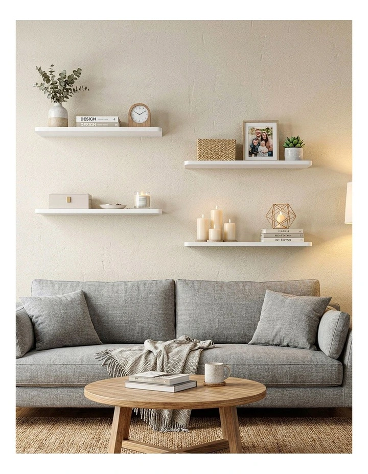 Levede Floating Shelves 6Pcs DIY Wall Mounted Storage Display Bookshelf White image 7