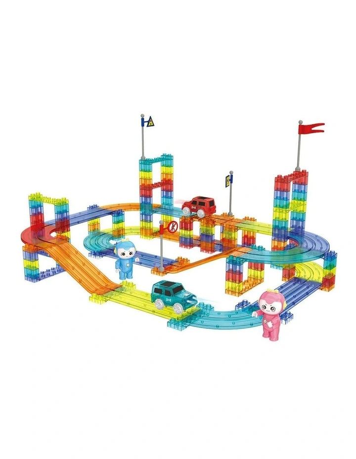 Kids Magnetic Tiles Blocks Railcar Building Educational Toys Children Gift Play 154PCS image 1