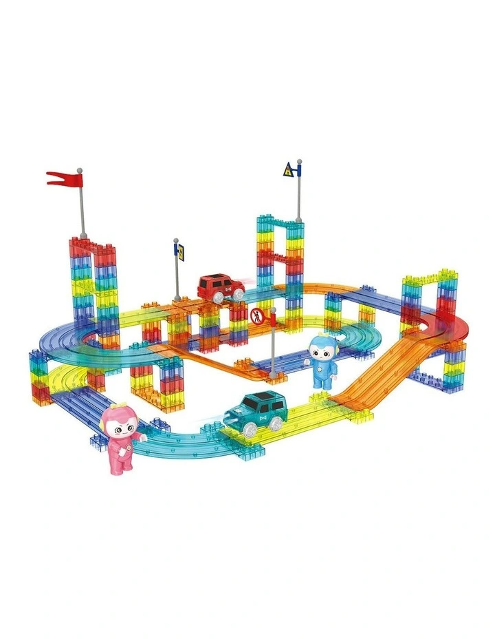 Kids Magnetic Tiles Blocks Railcar Building Educational Toys Children Gift Play 154PCS image 2
