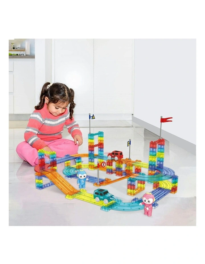 Kids Magnetic Tiles Blocks Railcar Building Educational Toys Children Gift Play 154PCS image 7