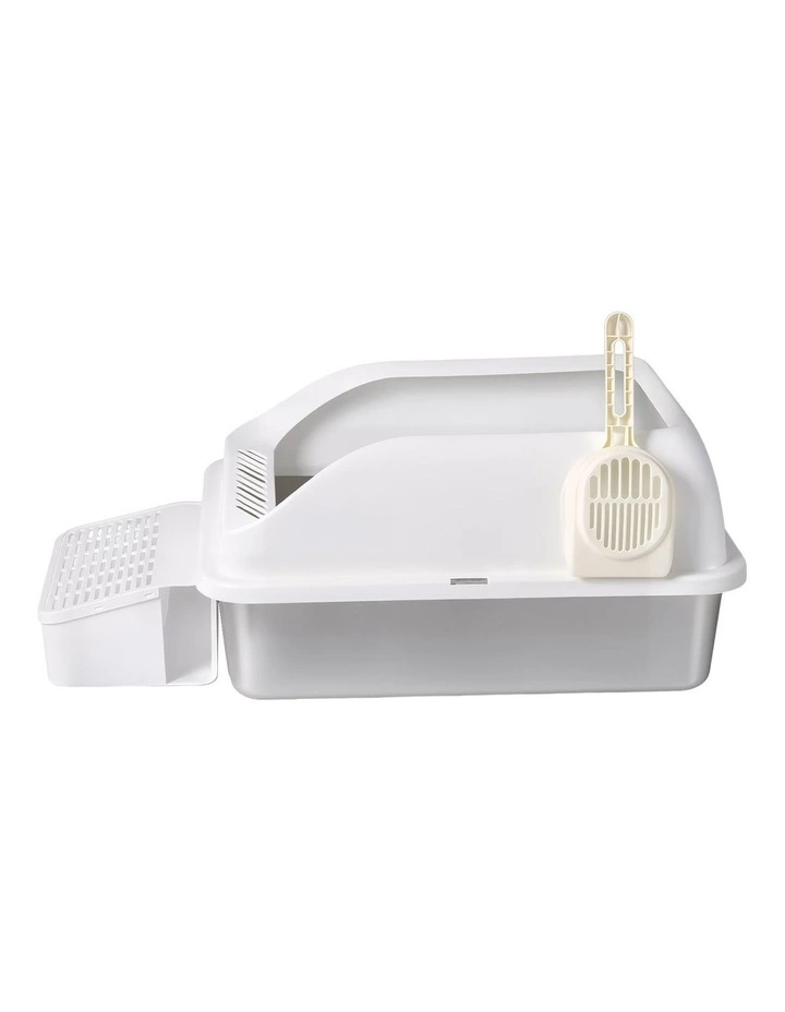 Pawz Stainless Steel Cat Litter Box Large High-Sided Easy Clean White image 2