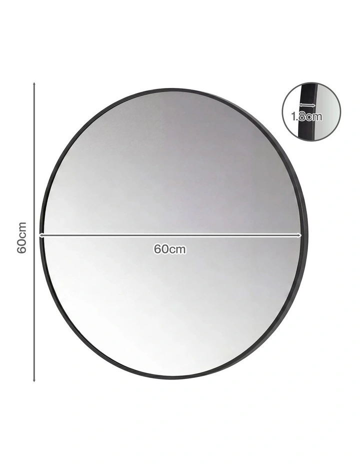Yezi 60cm Wall Vanity Mirror Round Decorative Bathroom HD Glass Anti-explosion image 3
