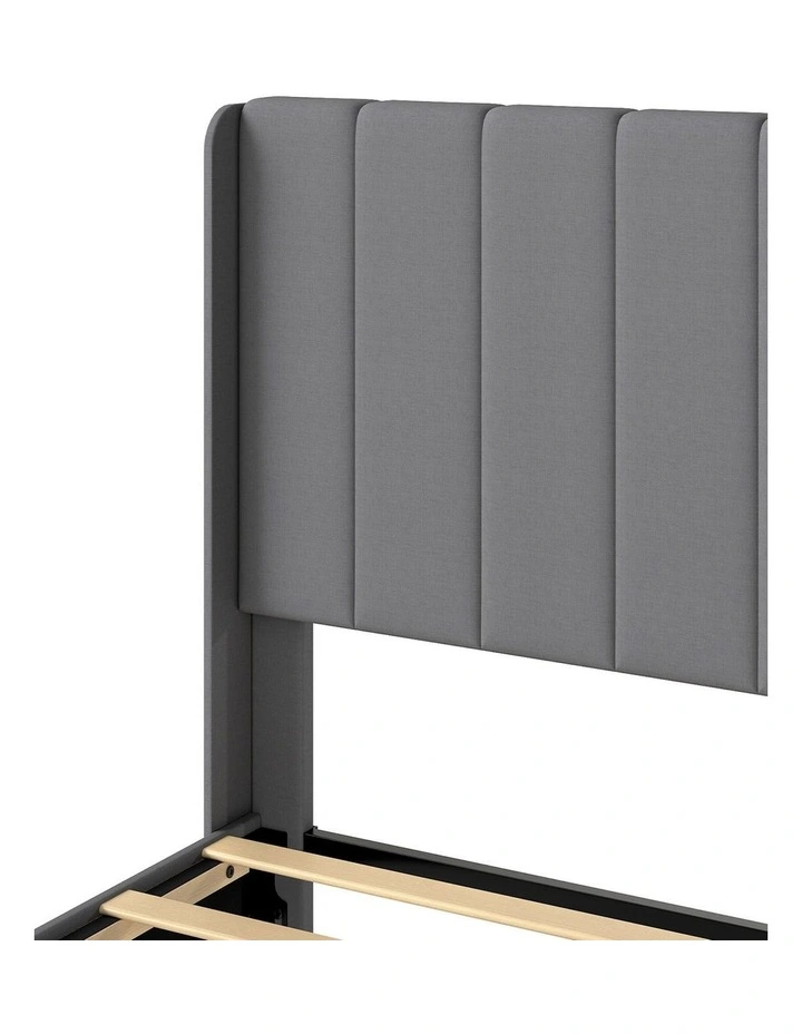 Levede Metal Wooden Bed Frame Double Panel Plush Upholstered Soft Headboard Grey image 4