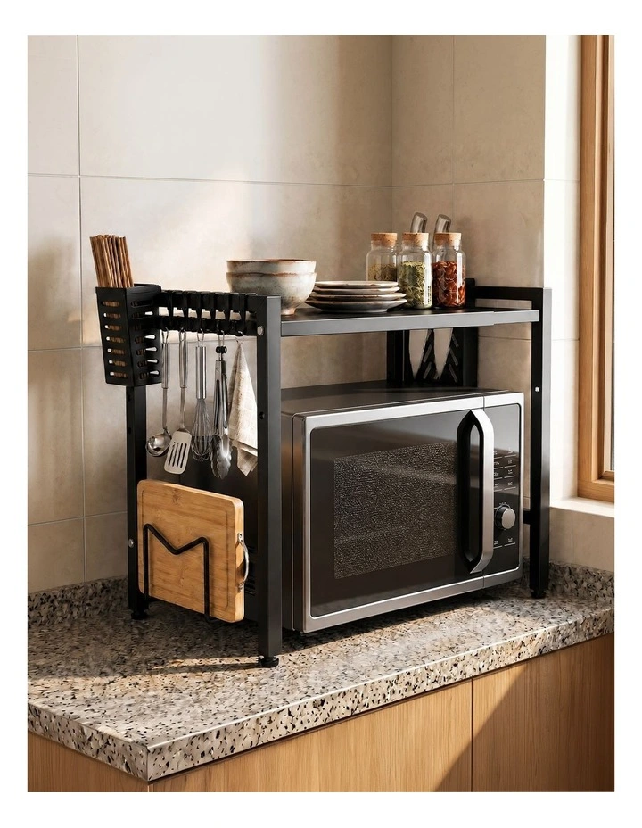 Toque Microwave Oven Rack Stand Adjustable Expandable Shelf Countertop Organizer image 7